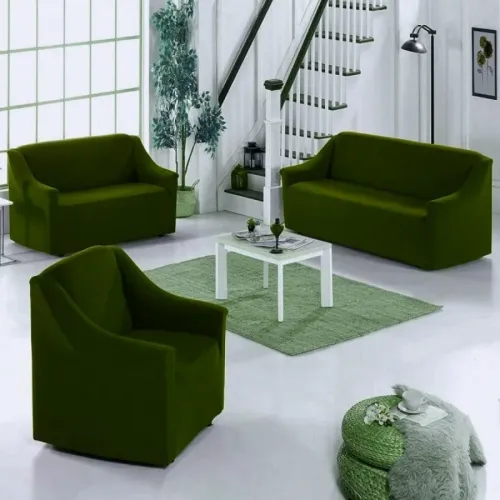 Ελαστικά Καλύμματα Καναπέ Σαλονιού 3 Τεμ Λαδί