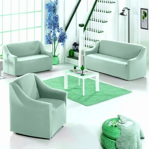 Ελαστικά Καλύμματα Καναπέ Σαλονιού 3 Τεμ Μέντα