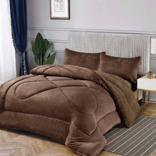 Ισοθερμικό Υπέρδιπλο Κουβερτοπάπλωμα Χοντρό Καφέ 220x240cm