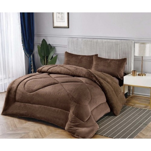 Ισοθερμικό Υπέρδιπλο Κουβερτοπάπλωμα Χοντρό Καφέ 220x240cm
