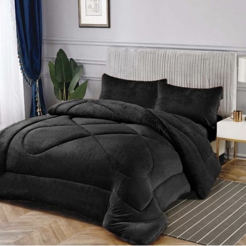Ισοθερμικό Υπέρδιπλο Κουβερτοπάπλωμα Χοντρό Μαύρο 220x240cm