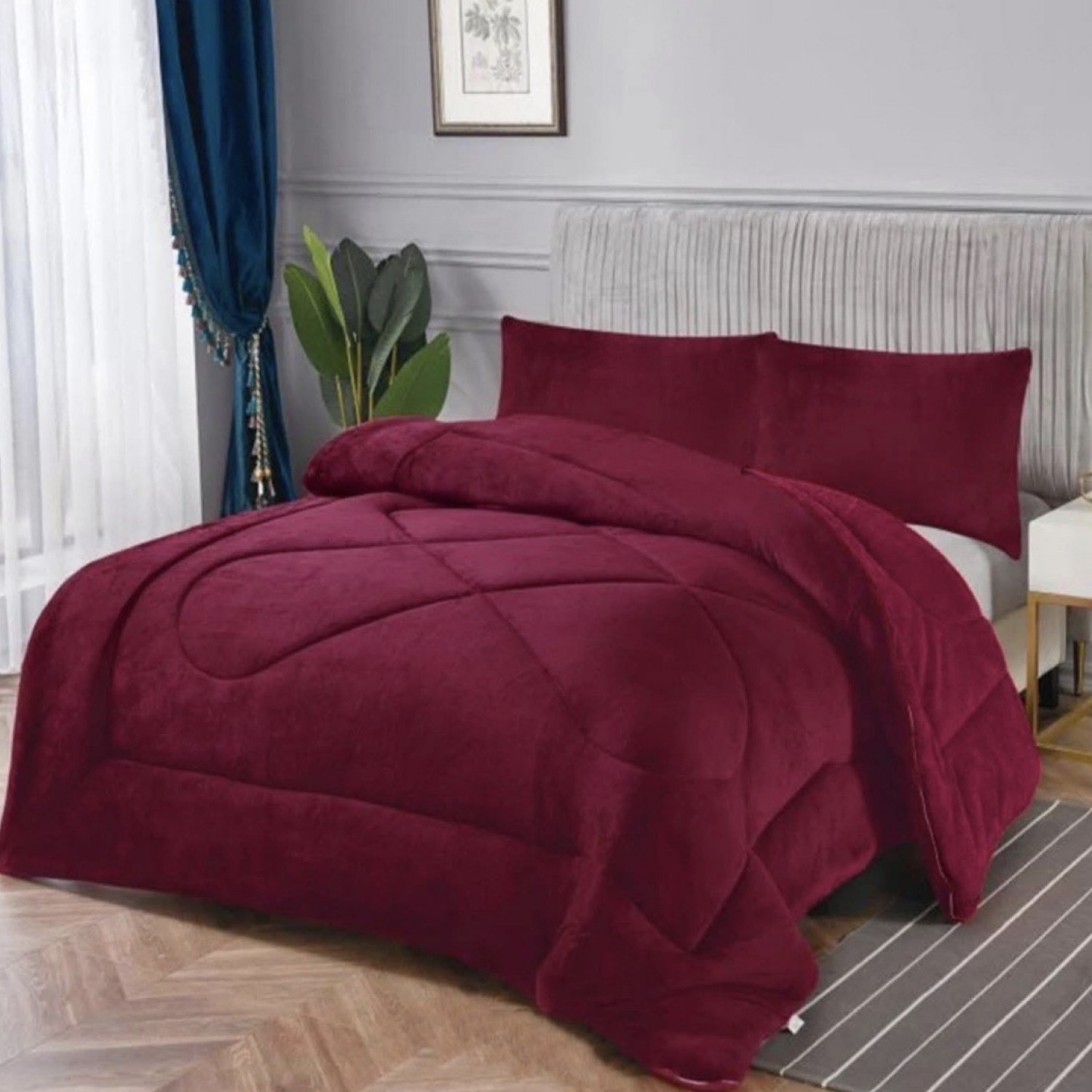 Ισοθερμικό Υπέρδιπλο Κουβερτοπάπλωμα Χοντρό Μπορντό 220x240cm 