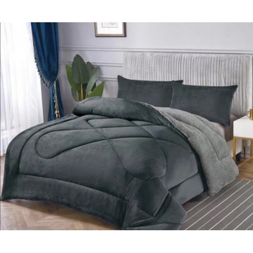 Ισοθερμικό Υπέρδιπλο Κουβερτοπάπλωμα Χοντρό Γκρί Σκούρο 220x240cm 