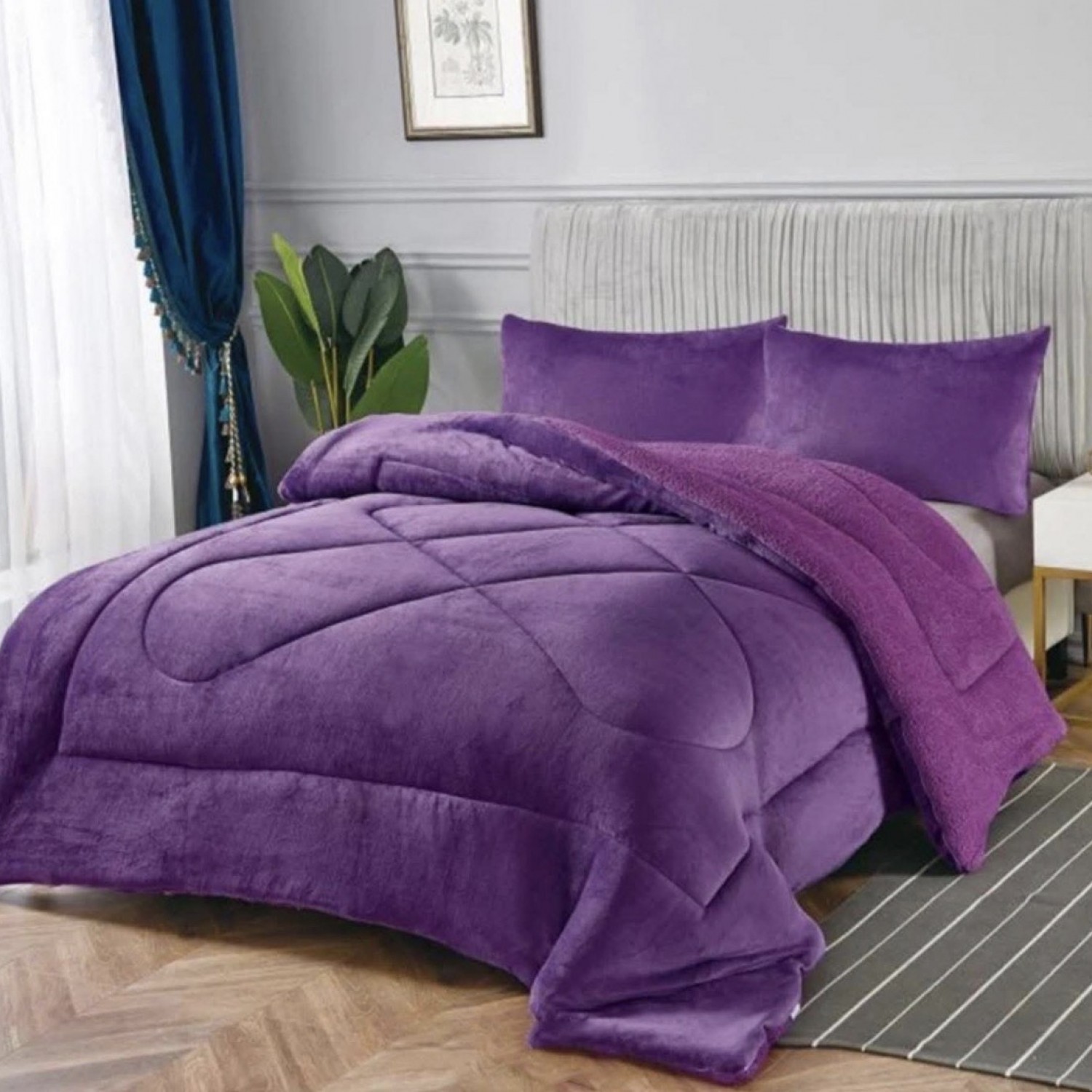 Ισοθερμικό Υπέρδιπλο Κουβερτοπάπλωμα Χοντρό Μώβ 220x240cm