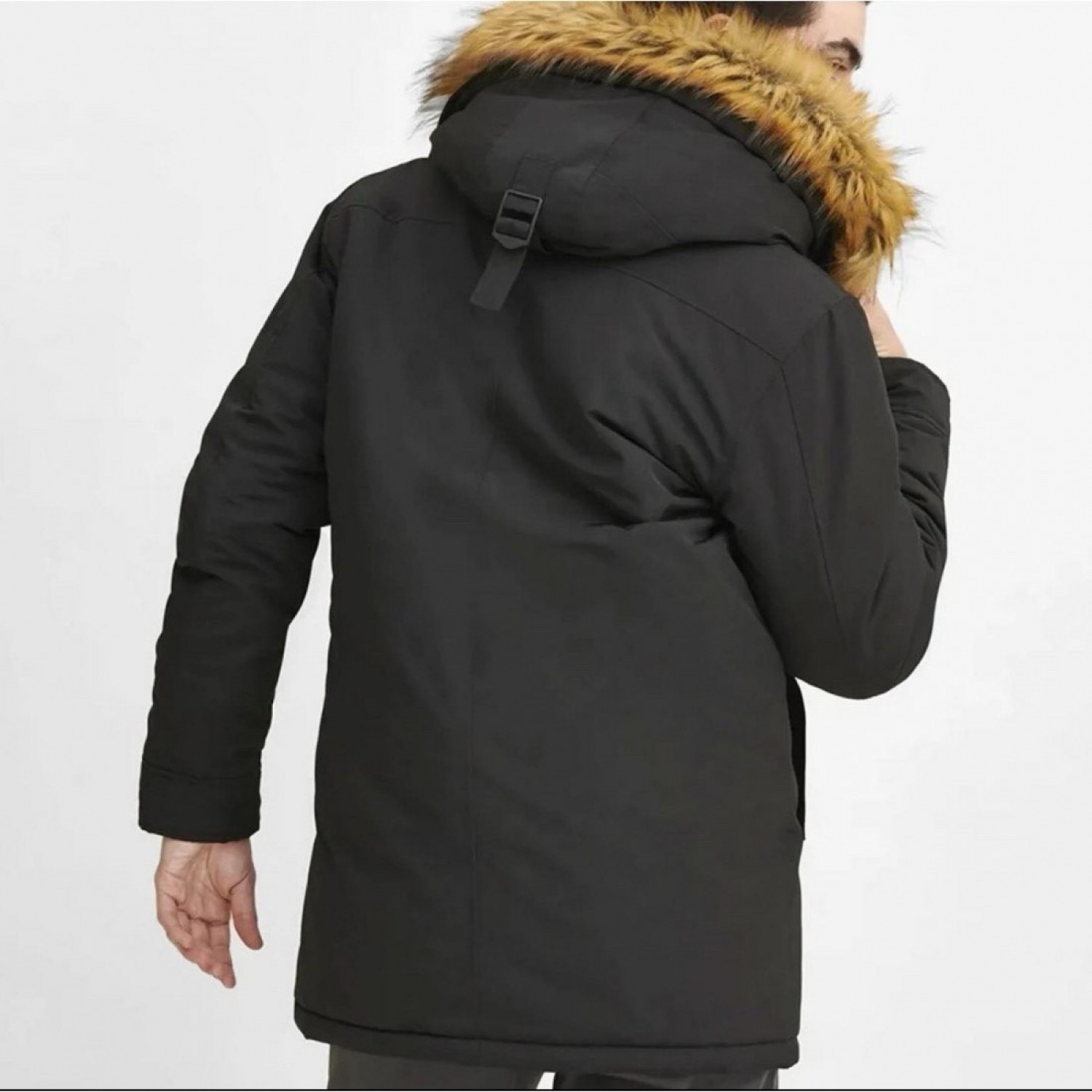 Ανδρικό Μπουφάν Parka με γούνα μαύρο