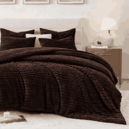 Κουβερτοπάπλωμα Flannel Sherpa 220X240 ΚΑΦΕ 