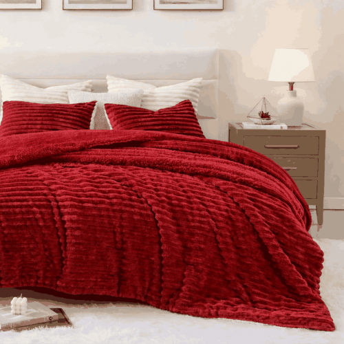 Κουβερτοπάπλωμα Flannel Sherpa 220X240 Κόκκινο