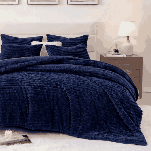 Κουβερτοπάπλωμα Flannel Sherpa 220X240 Μπλέ 