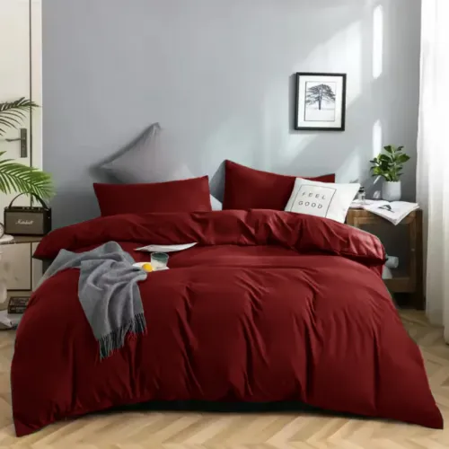 Σετ Σεντόνια 3 Τμχ Με Παπλωματοθήκη Μονή 160Χ230 Μπορντό