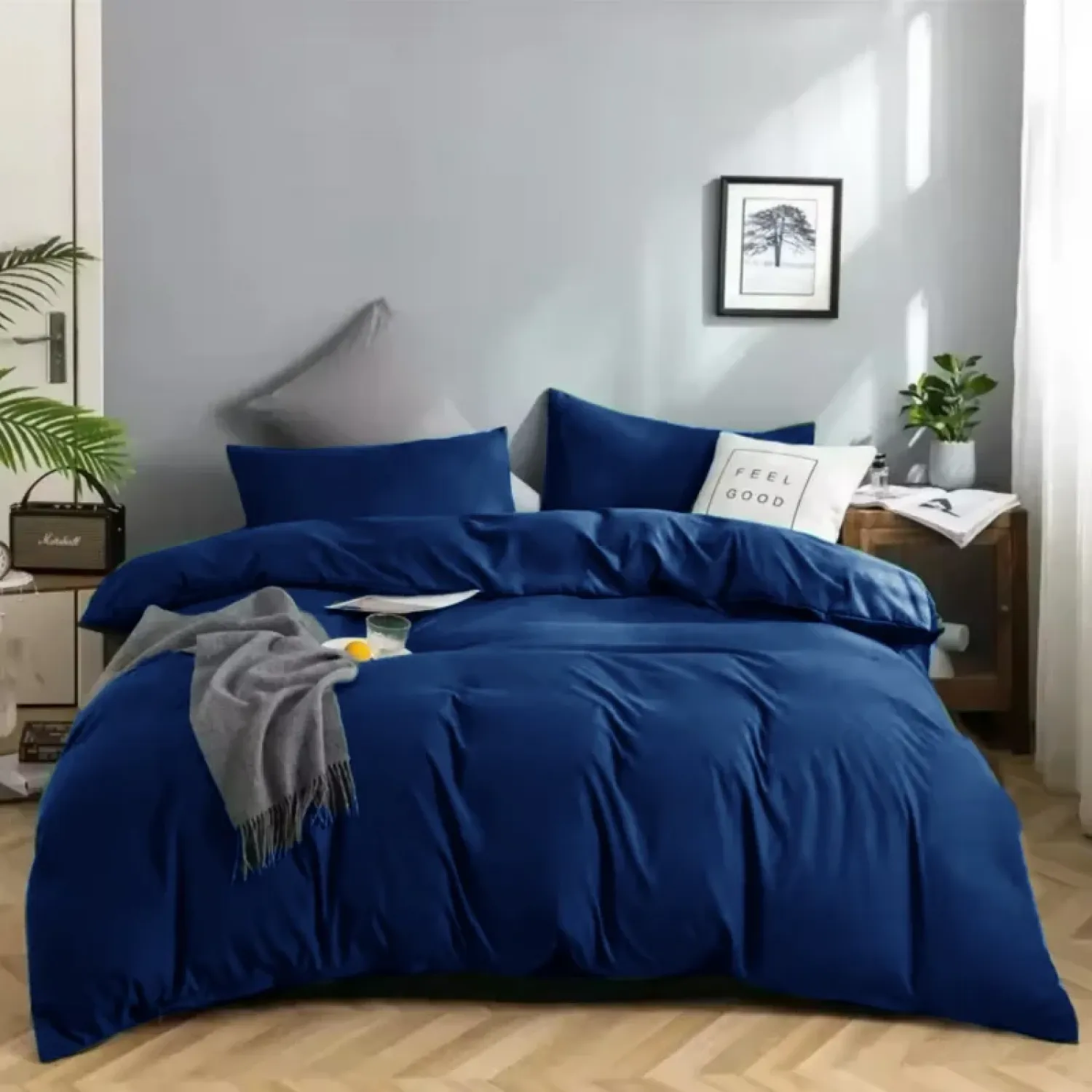 Σετ Σεντόνια 3 Τμχ Με Παπλωματοθήκη Μονή 160Χ230 Μπλέ