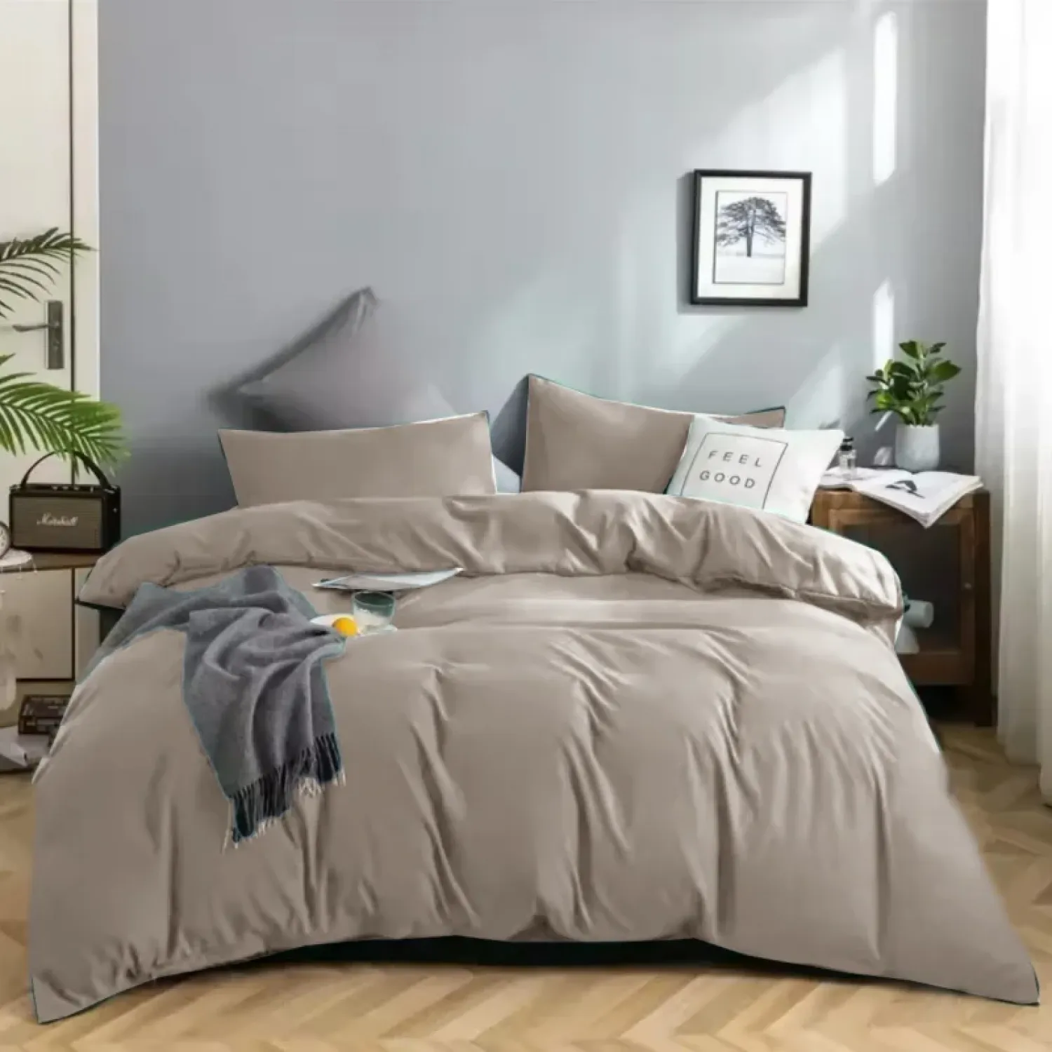 Σετ Σεντόνια 3 Τμχ Με Παπλωματοθήκη Μονή 160Χ230 Μόκα