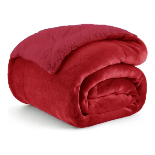 Κουβέρτα Υπέρδιπλη Flannel Sherpa Μπορντό ΒΜ107 