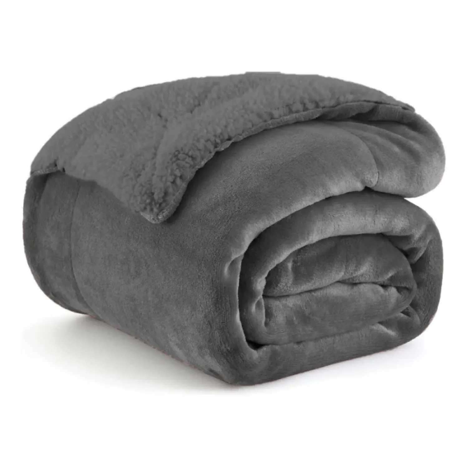 Κουβέρτα Υπέρδιπλη Flannel Sherpa 220X240 Γκρί Σκούρο ΒΜ101