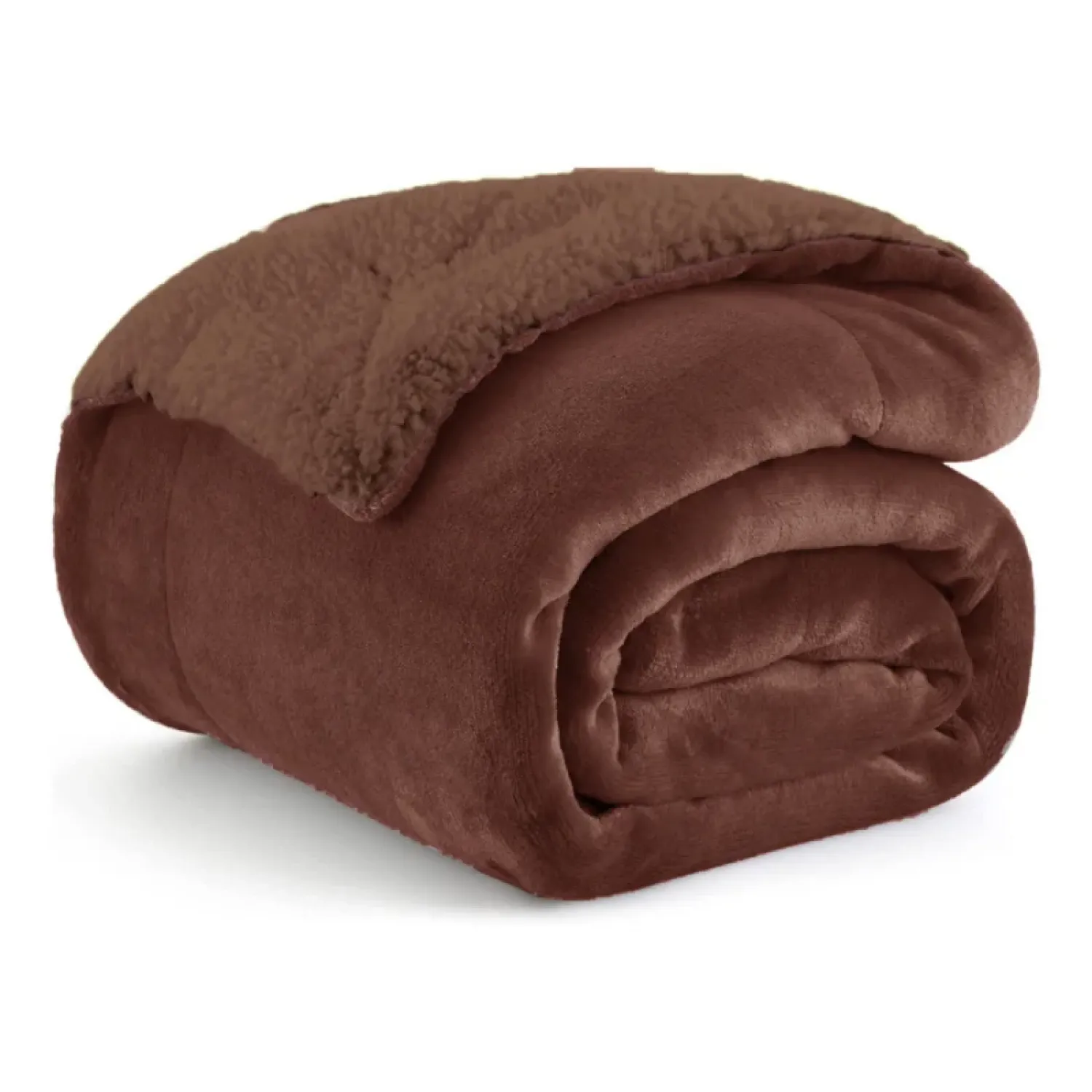 Κουβέρτα Flannel Sherpa 220X240 Καφέ ΒΜ103 