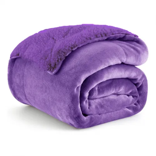 Κουβέρτα Υπέρδιπλη Flannel Sherpa Μώβ ΒΜ105