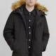 Ανδρικό Μπουφάν Parka με γούνα μαύρο