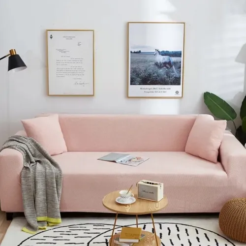 Ελαστικά Καλύμματα Καναπέ Σαλονιού 3 Τεμ Ρόζ