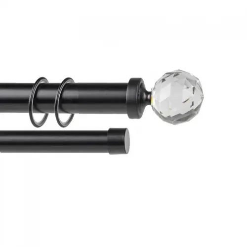 Inox Διπλό Πτυσσόμενο Κουρτινόξυλο Μπάλα Φ28 150-310cm Μαύρο BV012