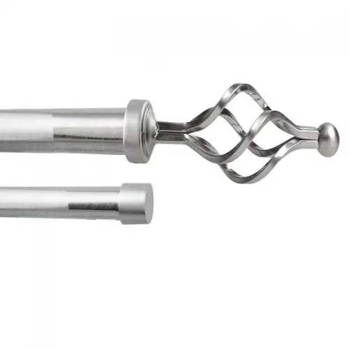 Διπλό Πτυσσόμενο Κουρτινόξυλο Σφαίρα Φ28 Ασημί