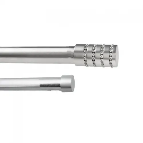 Διπλό Πτυσσόμενο Κουρτινόξυλο Στράς Φ28 Ασημί