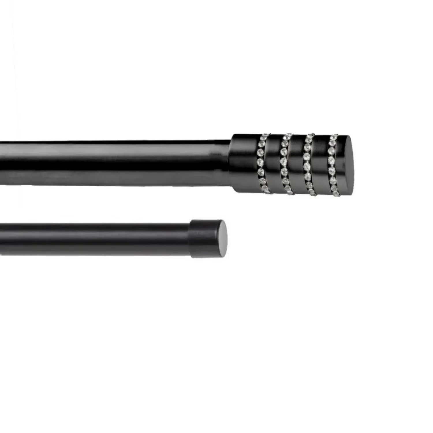 Διπλό Πτυσσόμενο Κουρτινόξυλο Στράς Φ28 Μαύρο