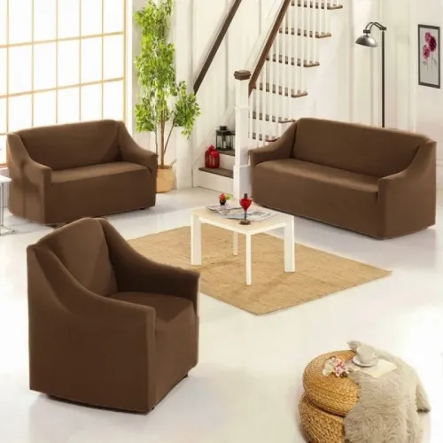 Σετ Καλύμματα Καναπέ Σαλονιού 3 Τεμαχίων Καφέ 