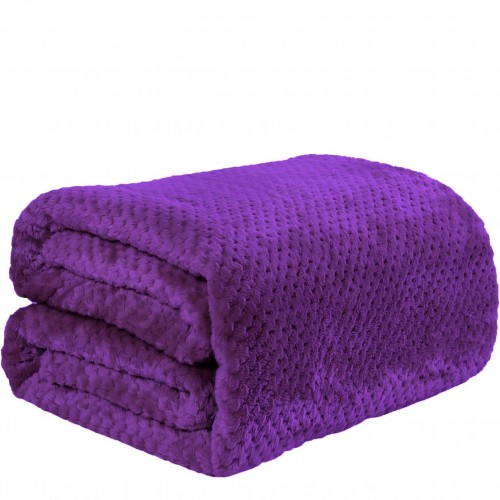 1+1 ΔΩΡΟ Υπέρδιπλη Κουβέρτα Fleece PopCorn 220x240 Μώβ FL506