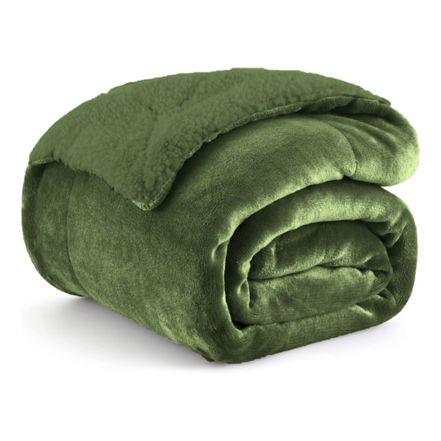 Κουβέρτα Υπέρδιπλη Flannel Sherpa 220X240 Πράσινο ΒΜ111