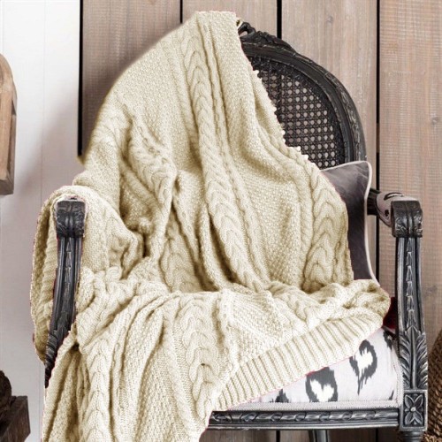 Πλεκτή Κουβέρτα Ριχτάρι Μπέζ 220Χ240 ALP 692