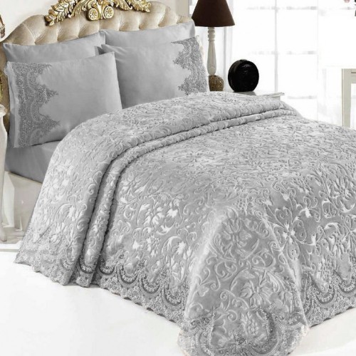 Σετ Κουβέρτα Υπέρδιπλη 6 Τεμαχίων Vintage Γκρί |