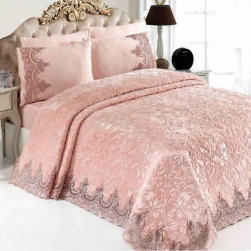 Σετ Κουβέρτα Υπέρδιπλη 6 Τεμαχίων Vintage Ροζ 