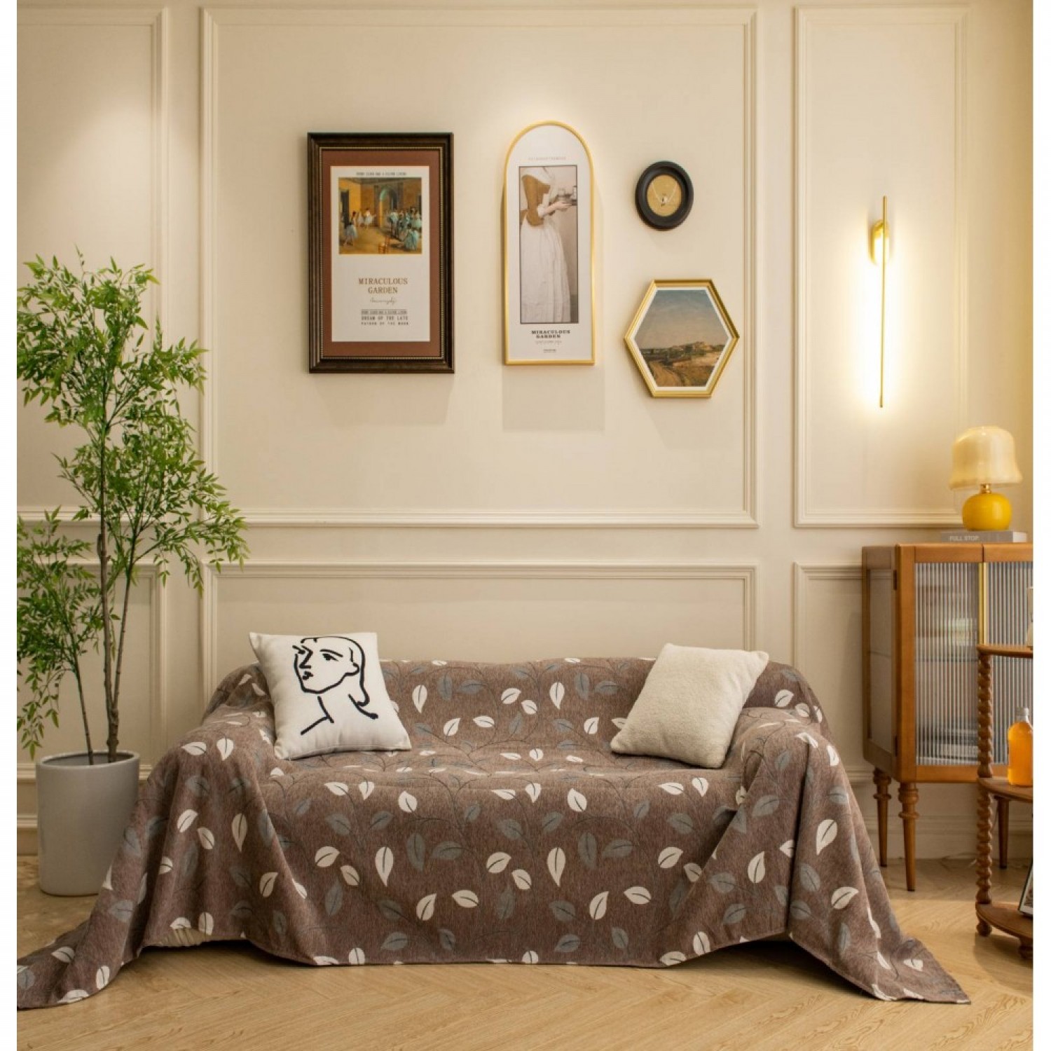 Σετ Ριχτάρια 3 Τμχ Chenille Εμπριμέ Μπέζ