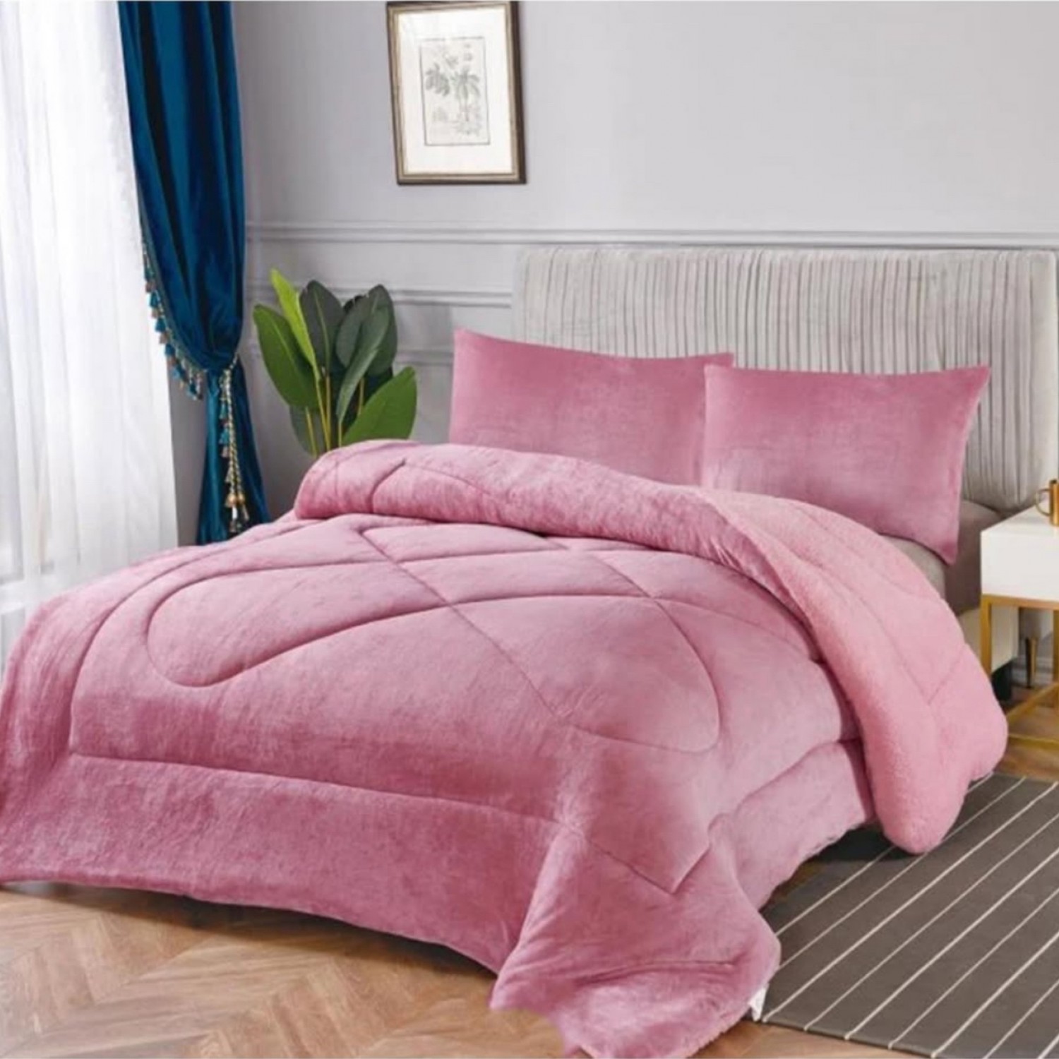 Ισοθερμικό Υπέρδιπλο Κουβερτοπάπλωμα Χοντρό Ρόζ 220x240cm 
