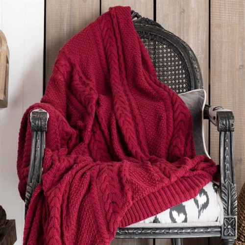 Πλεκτή Κουβέρτα Ριχτάρι Μπορντό 220Χ240 ALP 690
