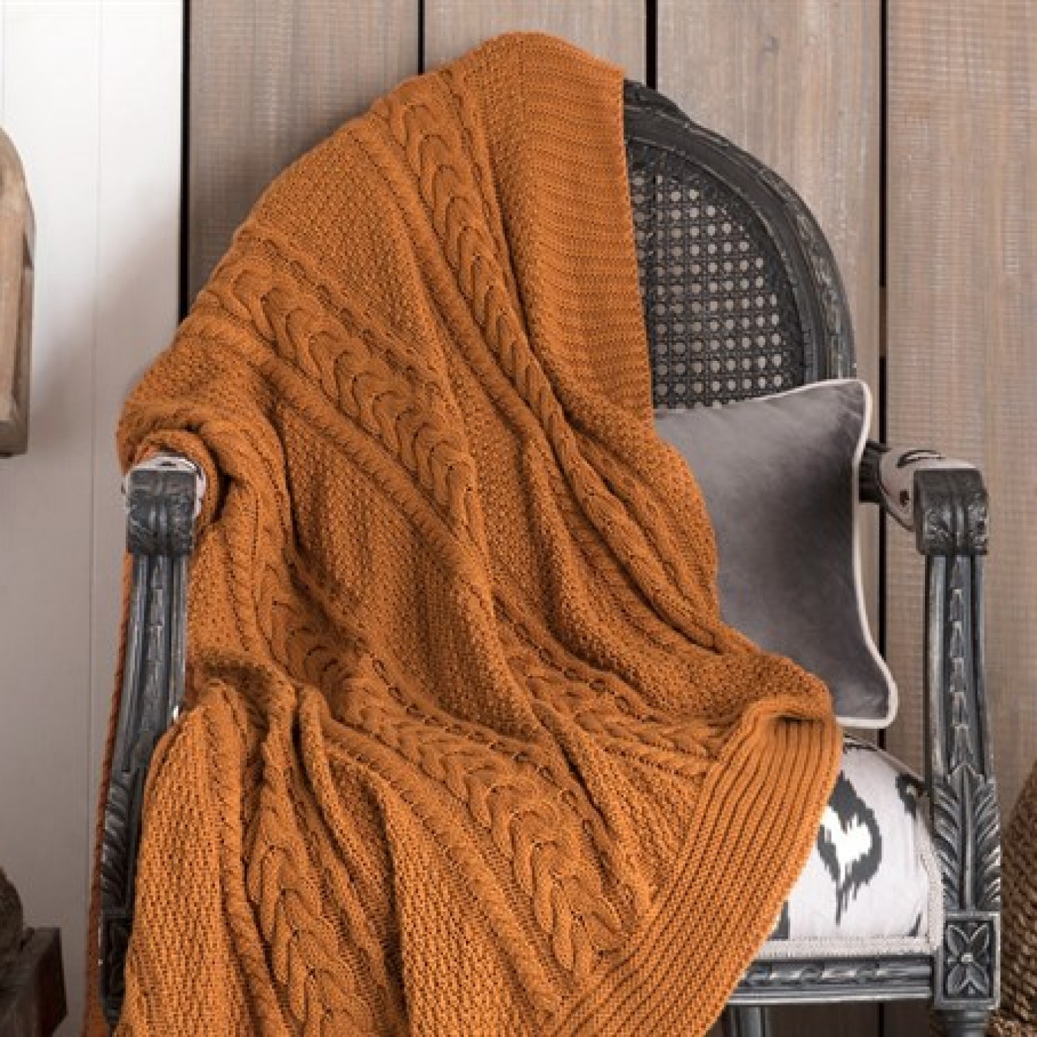 Πλεκτή Κουβέρτα Ριχτάρι Μουσταρδί 220Χ240 ALP 691