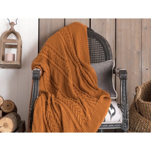 Πλεκτή Κουβέρτα Ριχτάρι Μουσταρδί 220Χ240 ALP 691