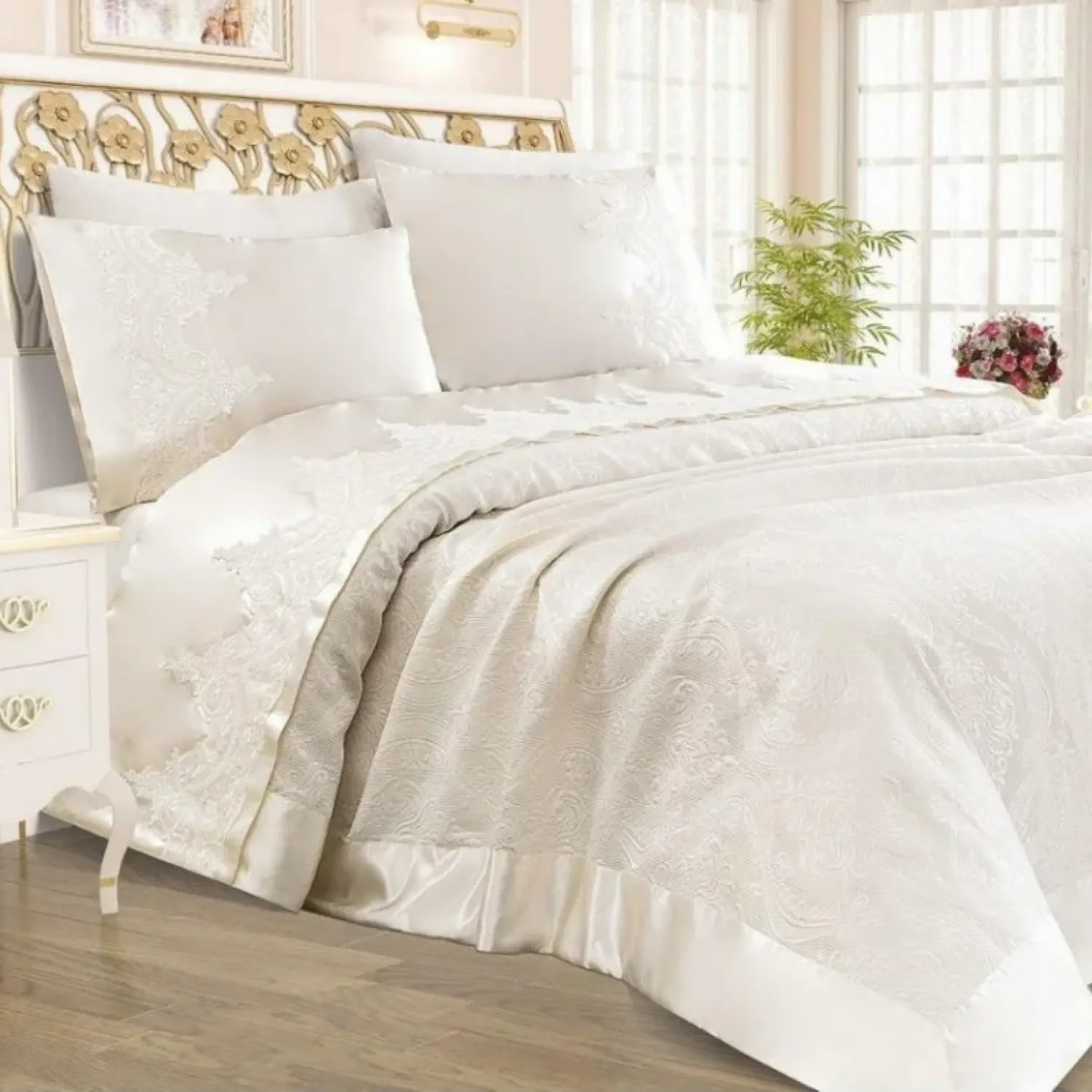 Σετ Κουβερλί ΣΕΝΙΛ 6τμχ Υπέρδιπλο ΕΚΡΟΥ KBR411 